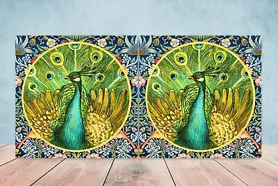 Art Nouveau Flower Ceramic Tiles - Set Of 2 Art Nouveau Wall Decor Tiles • £17.99