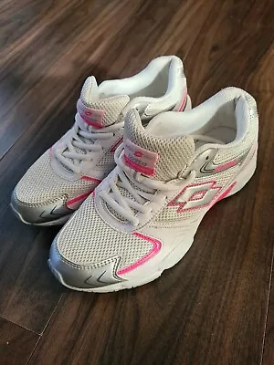 LOTTO Womens Running Shoes UK 8 WhitePink & Silver Trainers Vgc. • £15.99