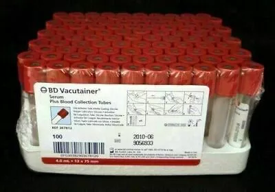 $31.92 • Buy Set Of 1  4ml Blood Collection BDx100 Vacutainer Plain Tubes Serum Determination