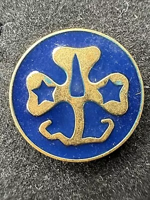 Vintage 1960's Girl Scout Blue & Goldtone World Trefoil Pin Clover & Star Design • $4.99