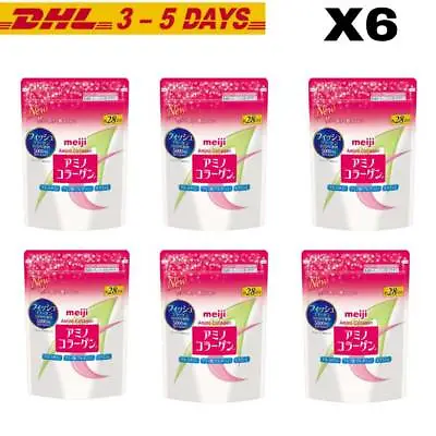 X 6 MEIJI Amino Collagen Refill 196g Powder 28days  Free DHL • $159.58