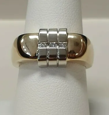 14kt Yellow Gold .12ctw-hsi1- Diamond Ring - Mens Ring Size 8 • $2801.74