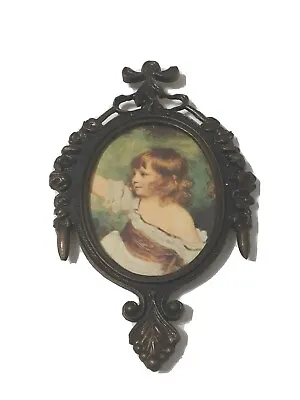 VINTAGE / ANTIQUE OVAL Ornate BRASS PICTURE FRAME ITALY Portrait • $69.93