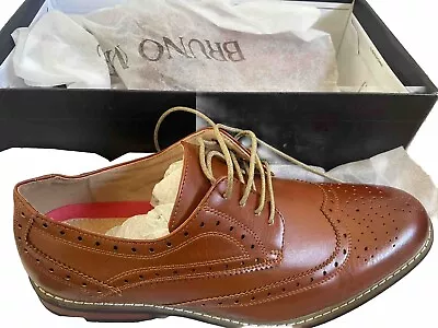 Mens Tan Brown Leather Brogue Shoes Size 9/43 • £35