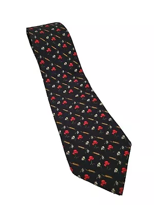 Salvatore Ferragamo Black Floral Silk Necktie Tie Italy Flaw • $19.98