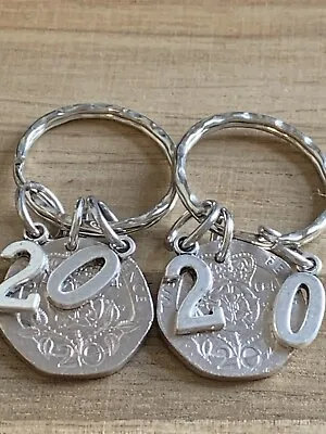 20th Wedding Anniversary Polished 2004 Gift Coin & Charm Keyrings In Gift Bag X2 • £9.99