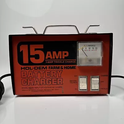 Vintage 15 Amp HOL-DEM 6-12V Battery Charger Model 15126 Made In USA Tested Work • $100