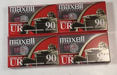 Maxwell UR 90 Minute Blank Audio Cassette Tapes Lot (4) Normal Bias New Sealed • $9.97