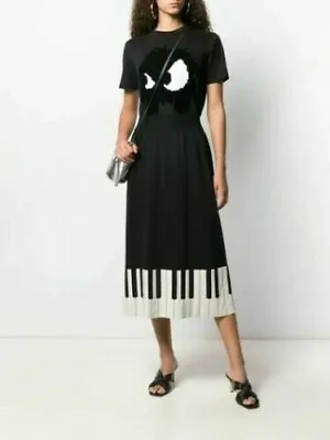 Boutique Moschino Piano Print Black Midi Skirt Uk 8 It 40 Fr 36 Us 6 Small Bnwt • $311.13