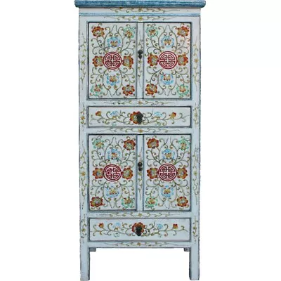 Vintage Chinese Tibetan Cabinet W/Flora Paintings (40-086) • $2080