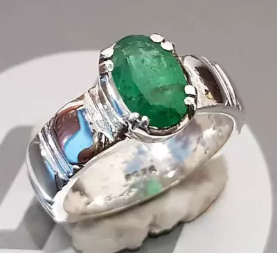 Big Emerald Mens Natural Emerald Ring Unheated Untreated Rich Green Emerald Ring • $390