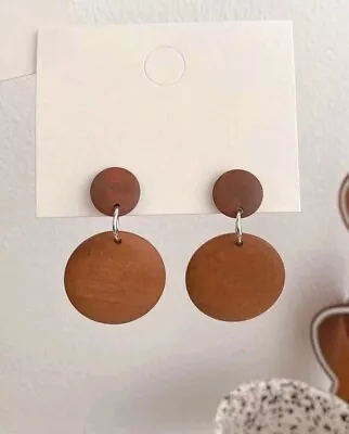 £6.25 • Buy Large Wooden Round Minimalist Statement Boho Retro Dangle Drop Earrings Jewelry