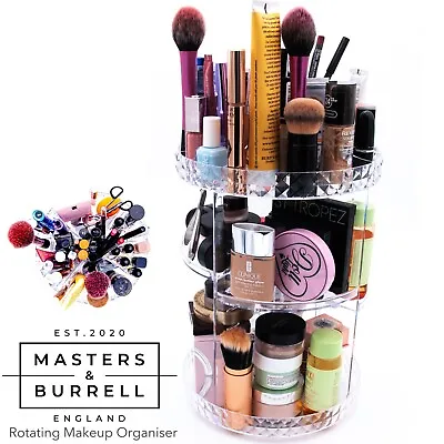 Rotating Makeup Organiser Large 360 Cosmetic Storage Box Perfume Display Stand • £15.99