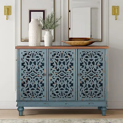 3 Doors Accent Cabinet Storage Cabinet Kitchen Decorative Buffet & Sideboard • $219.99