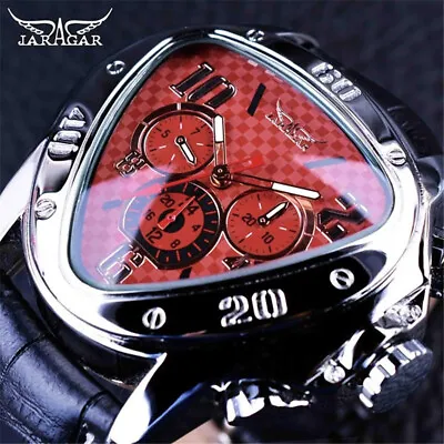JARAGAR Creative Mens BIG Triangle Watch Automatic Mechanical Sports Wristwatch • £31.91