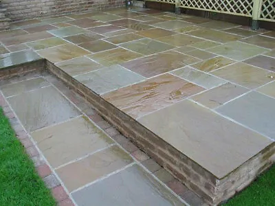 Raj Green (Blend) Indian Sandstone Calibrated Paving Patio Slabs 19m2 Packs • £549.95