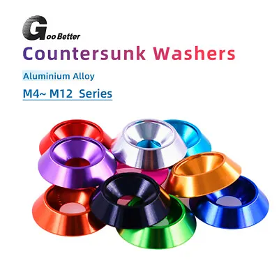 M4 M5 M6 M8 M10 M12 Countersunk Washers -Anodised Aluminium - Screws Cup Washers • £1.19