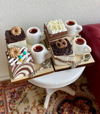 Miniature 1:12 Chocolate Cake Coffee Set Food Dollhouse Tray • $7.29