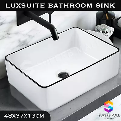 White Rectangular Ceramic Sink Bathroom Hand WashBasin Above Counter Top Bowl • $79.59