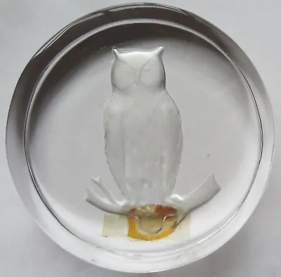 $19.82 • Buy Vintage VAL ST. LAMBERT Crystal INTAGLIO CUT Glass OWL PAPERWEIGHT - 3 1/4  &TAG