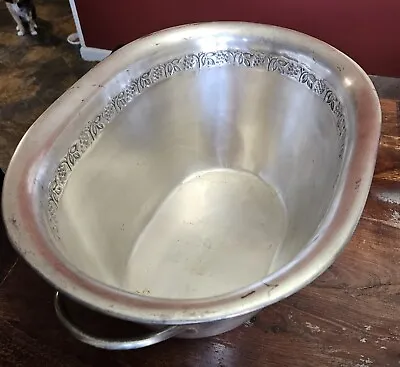 Vtg Pottery Barn Silverplate Vineyard Collection Large Oval Party Ice Bucket • $50