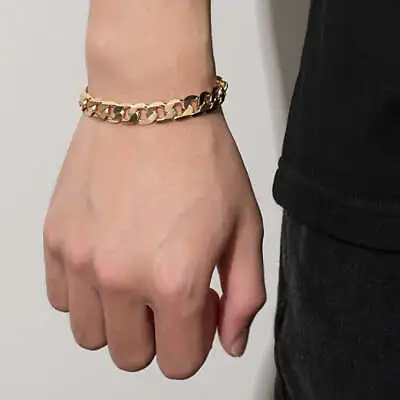 Luxury 9mm 18K Gold GF Cuban Curb Bracelet • £26.99