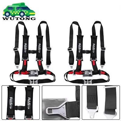 Pair Of Black 2  4 Point Harness Racing Safety Seat Belts Shoulder Strap ATV UTV • $89.99