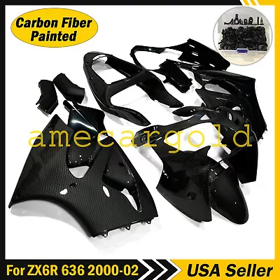 Carbon Fiber Fairing Kit +Bolts For Kawasaki ZX6R 636 2000-2002 / ZZR600 2005-08 • $569