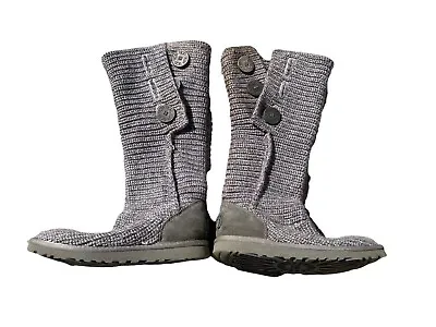 Size 5 Women's UGG Classic Cardy Gray Knit Boots Shoes 5819 Ladies Sweater • $11.88