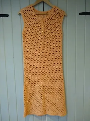 Vintage 1970s Hand Made Crochet Dress Small • £24