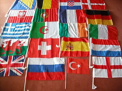 2 X Car Flags Any Country+ 2x3ft+5x3ft Football World Cup European Cup Flag  • £2.99