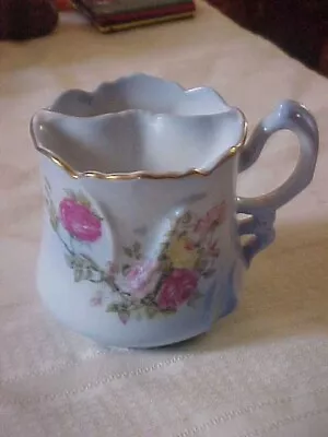 VINTAGE BRANDENBURG Porcelain MUSTACHE TEA MUG CUP Pink Roses Blue Anchor Mark  • $7.99