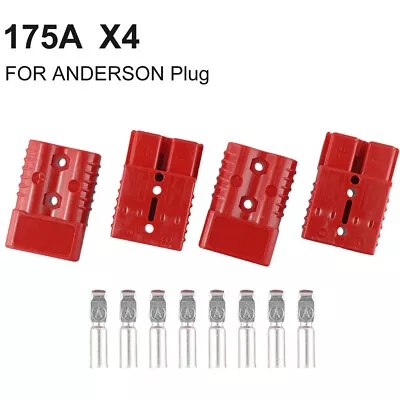 4Pcs FOR ANDERSON Plug CABLE TERMINAL BATTERY POWER CONNECTOR 175 AMP-600V Red • $25.87