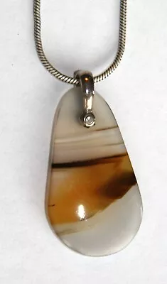 Montana Moss Agate Pendant Necklace On Sterling Silver Chain 16  • $49.94