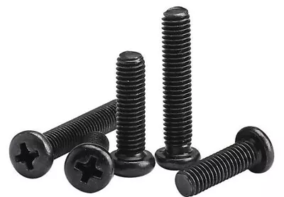 10/50/500pcs M2 M2.5 M3 M4 M5 Black Steel Phillips Cross Pan Head Screw Bolts • $3.75