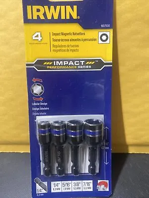 $9.99 • Buy Irwin 4 Pc Impact Magnetic Nutsetter Set 1/4, 5/16, 3/8, 7/16 Nut Driver 1837530
