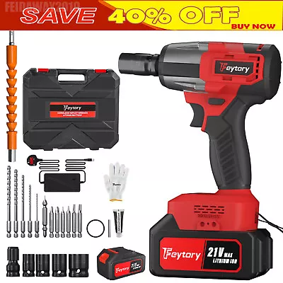 1000Nm Cordless Impact Wrench Brushless Rattle Gun 1/2'' Drive + Lithium Battery • $57.60