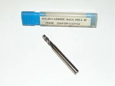 $8.03 • Buy 4 Flute 13/64 X 1/4 X 5/8 X 2-1/2  End Mill Ball,  Solid Carbide, Un Coated