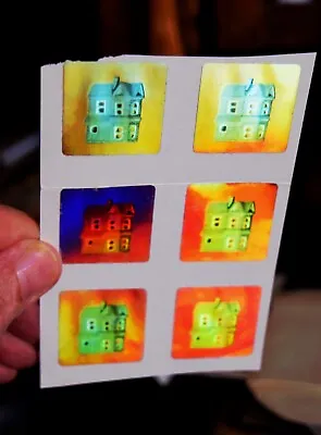 Hologram Doll House Sheet Of Small Stickers Each 1 1/8  Square FINE Lot Of Six • £4.22