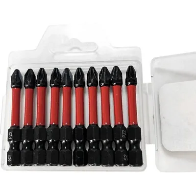 10 X PZ2 Impact Screwdriver Bits 50mm POZI  2 Magnetic With Storage Case • £7.25