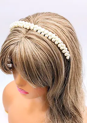 NEW Pearl Silver Wedding Headband - Flexible Wire Bridal Hair Accessory • £10.50