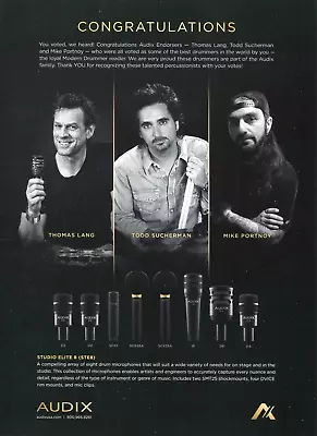 2020 Print Ad Audix Drum Microphones W Thomas Lang Todd Sucherman Mike Portnoy • $9.99