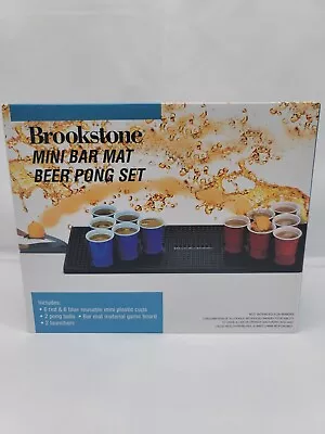 Beer Pong Set With Mini Bar Mat By Brookstone • $24