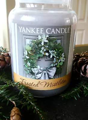 NEW Gray Yankee Candle FROSTED MISTLETOE 22 Oz Large Jar Holiday Scent HTF • $32