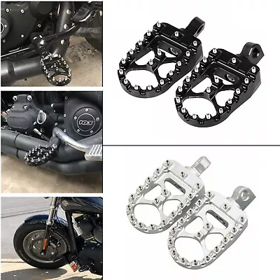 Black/Chrome Wide Fat Foot Pegs MX Style For Harley Dyna Sportster V Rod Softail • $20.88