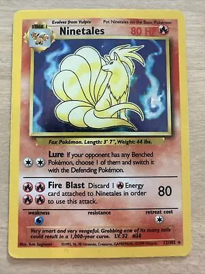 Pokémon TCG Ninetales Base Set 12/102 Holo Unlimited Holo Rare MP • $7.99