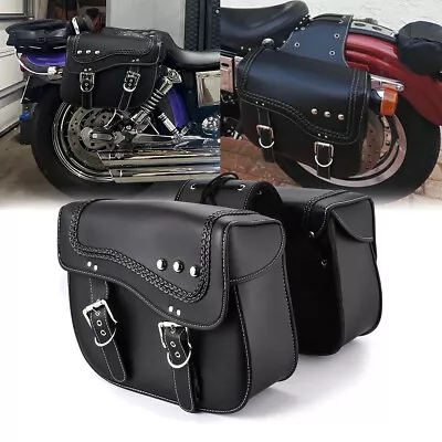 Black Motorcycle Side Saddle Bags Luggage For  Yamaha V-Star XVS 1100 950 1300 • $119.99