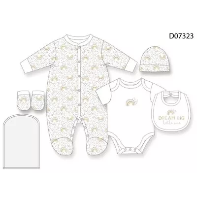 Baby Unisex Layette Clothing Gift Set 5 Piece ~ Dream Big ~ Cream ~ NB-6M ~ Abg • £18.95