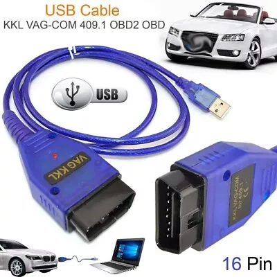 $11.26 • Buy AUB Cable For VAG-COM VCDS Scanner OBD2 II KKL FTDI 409.1 For Audi VW Test Line 