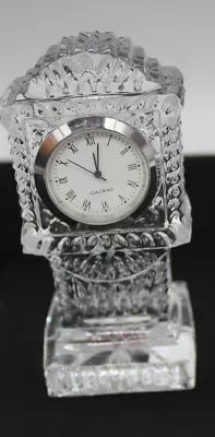 Beautiful Galaway Irish Crystal 4.5 In. Tower Shaped Desk Clock With New Battery • $19.99